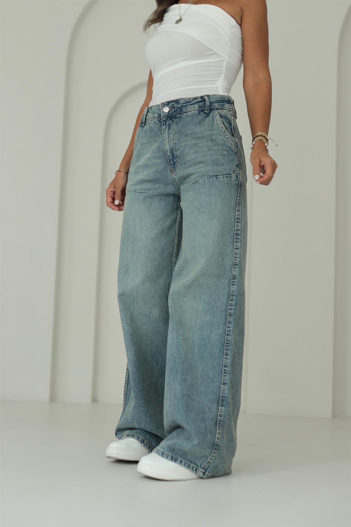 Eskitmeli Baggy Jean MAVİ