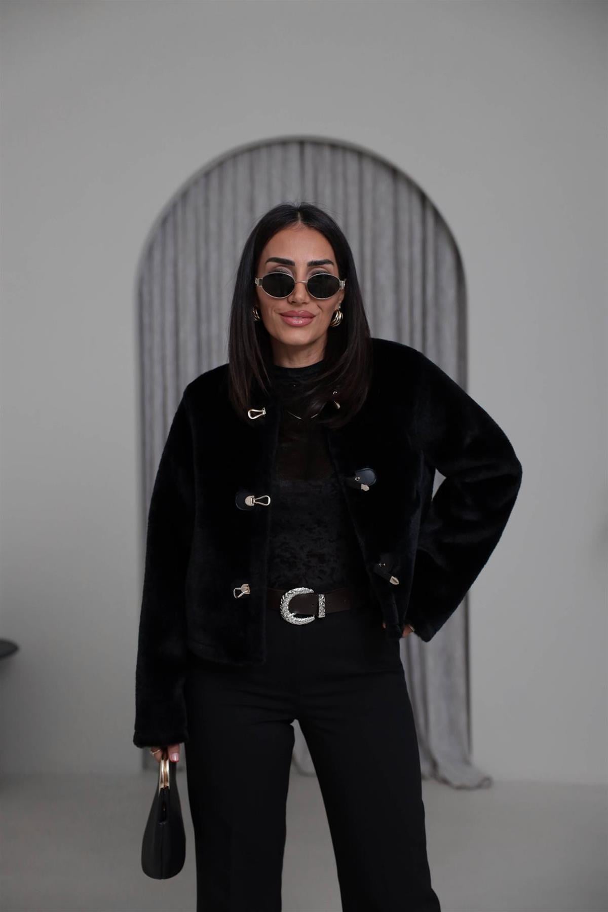 1289 Gold Aksesuar Detaylı Ceket SİYAH