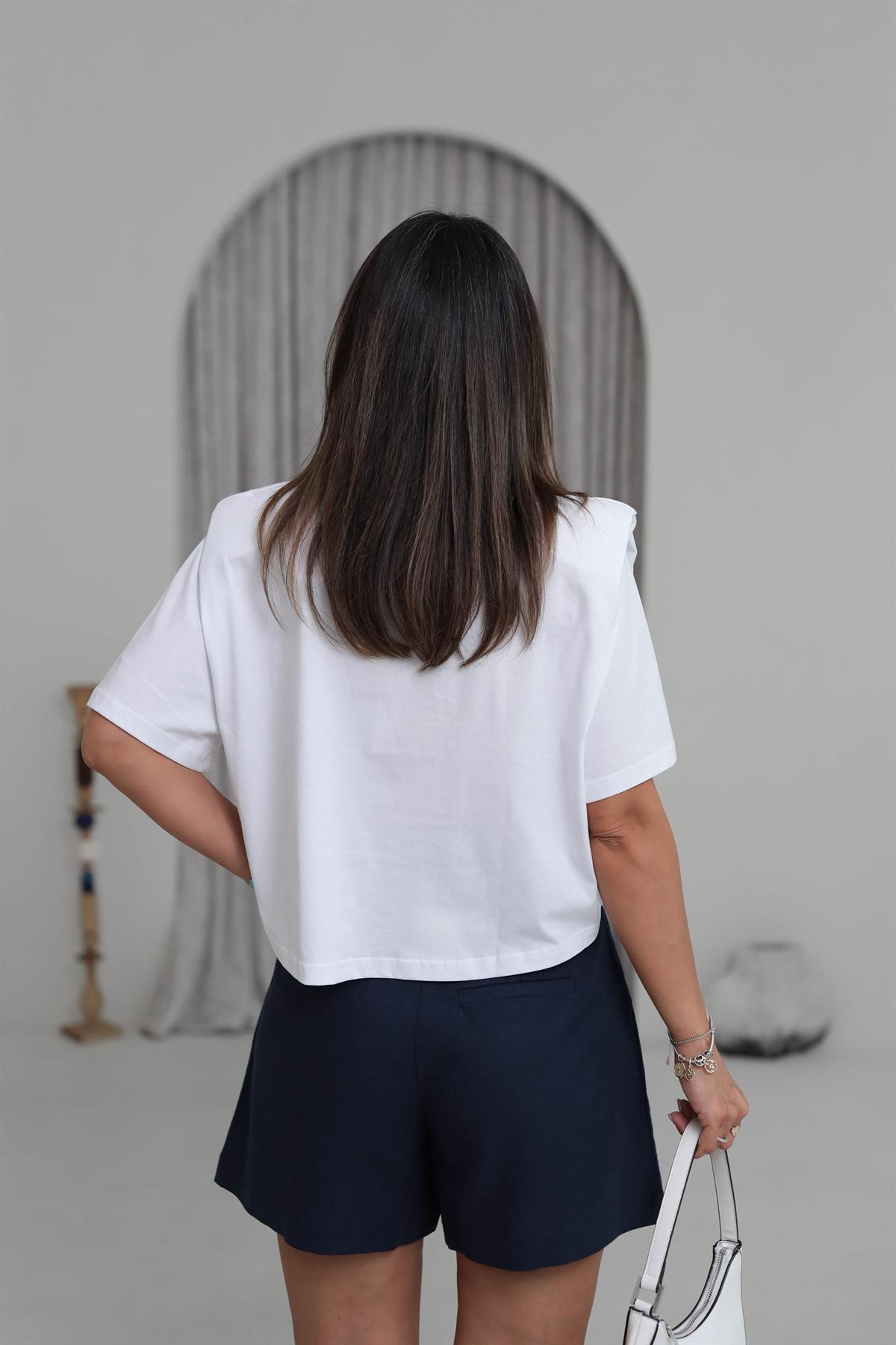 0013 Ben Davis Baskılı Vatkalı Pamuklu Tshirt BEYAZ