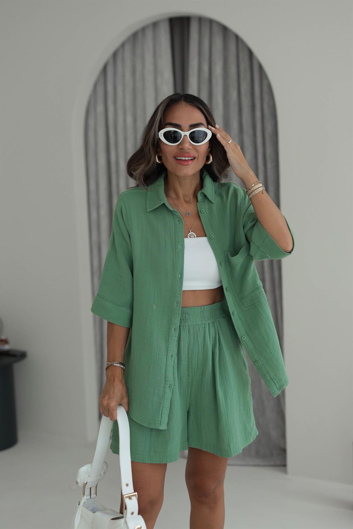 4965 Müslin Gömlek & Şort Takım