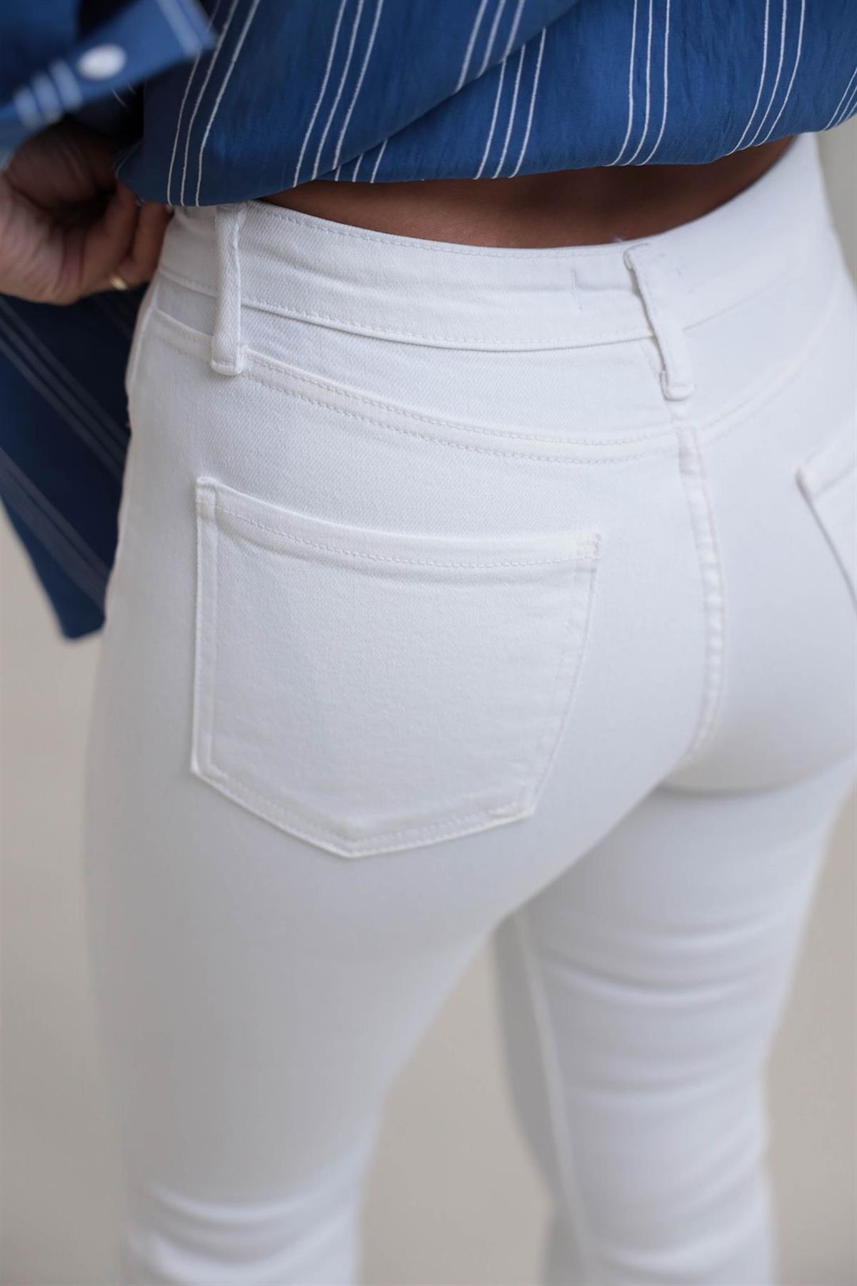 ZA Likralı İspanyol Paça Pantolon BEYAZ