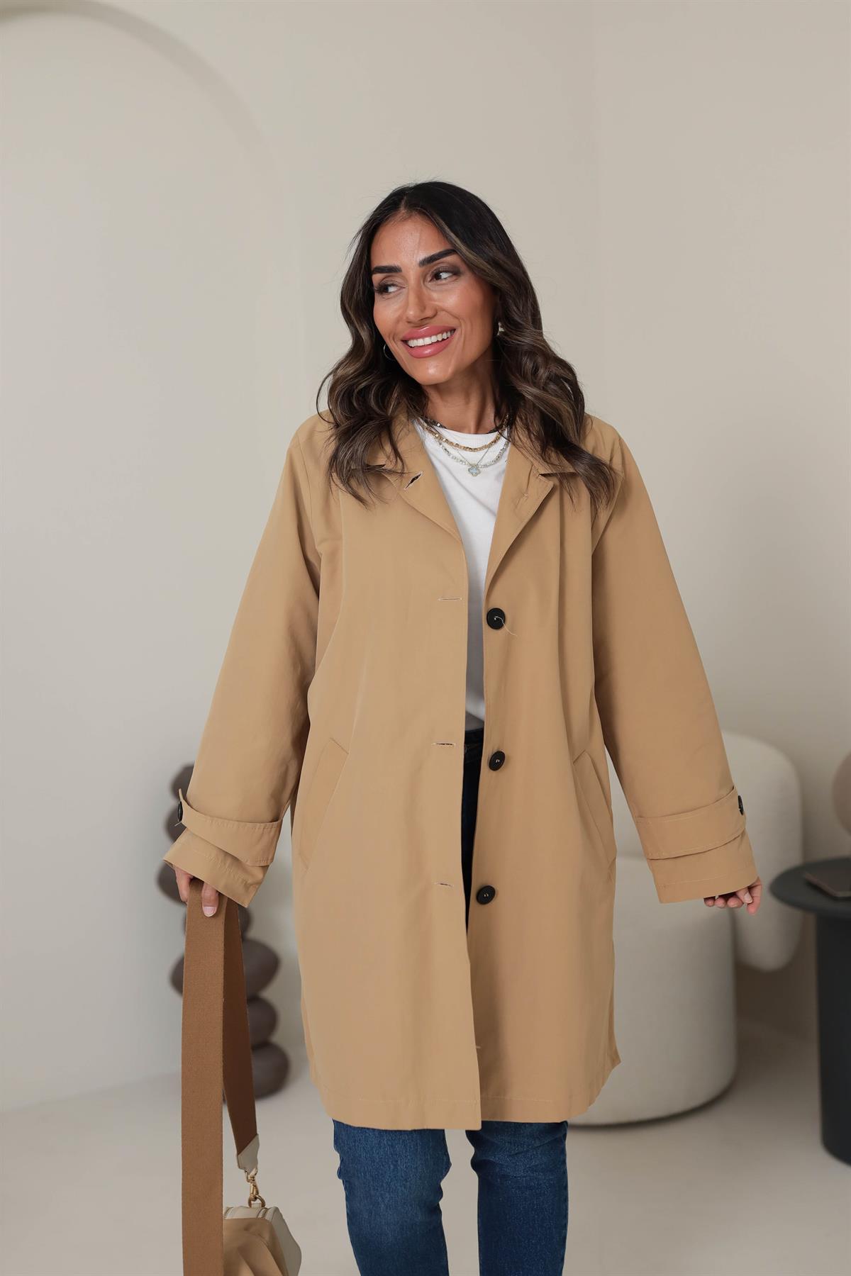 Atkı Detaylı Massi Trenchcoat