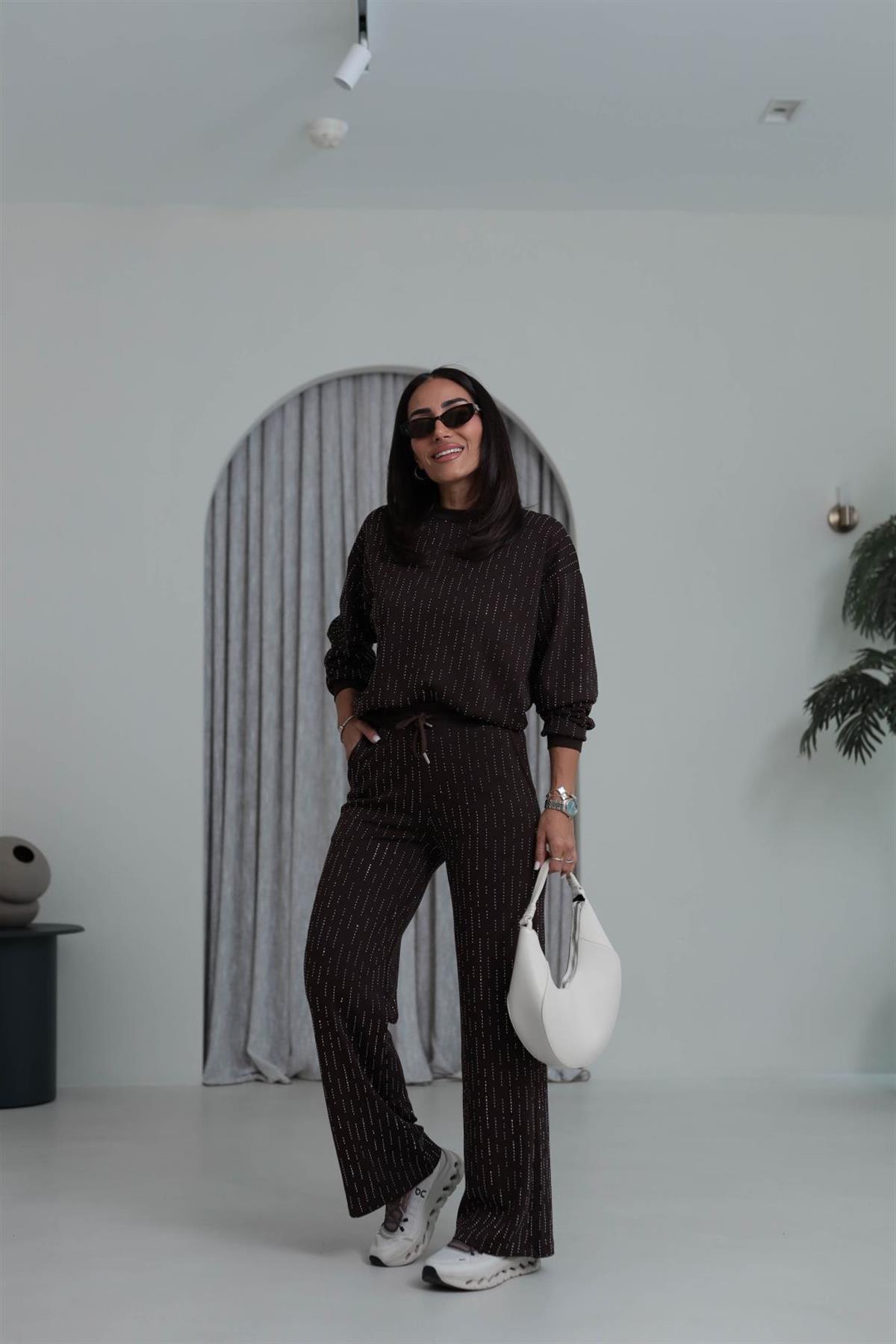 4213 Sıra Taşlı Rahat Modal Takım KAHVE