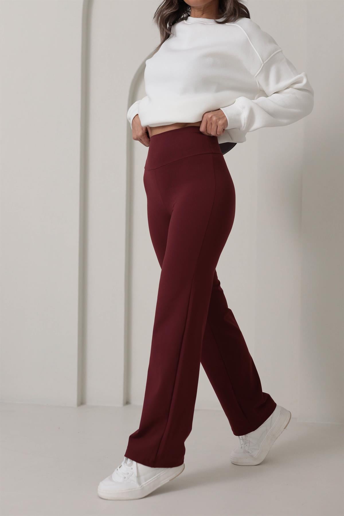 Oys Yüksek Bel Flare Pantolon BORDO