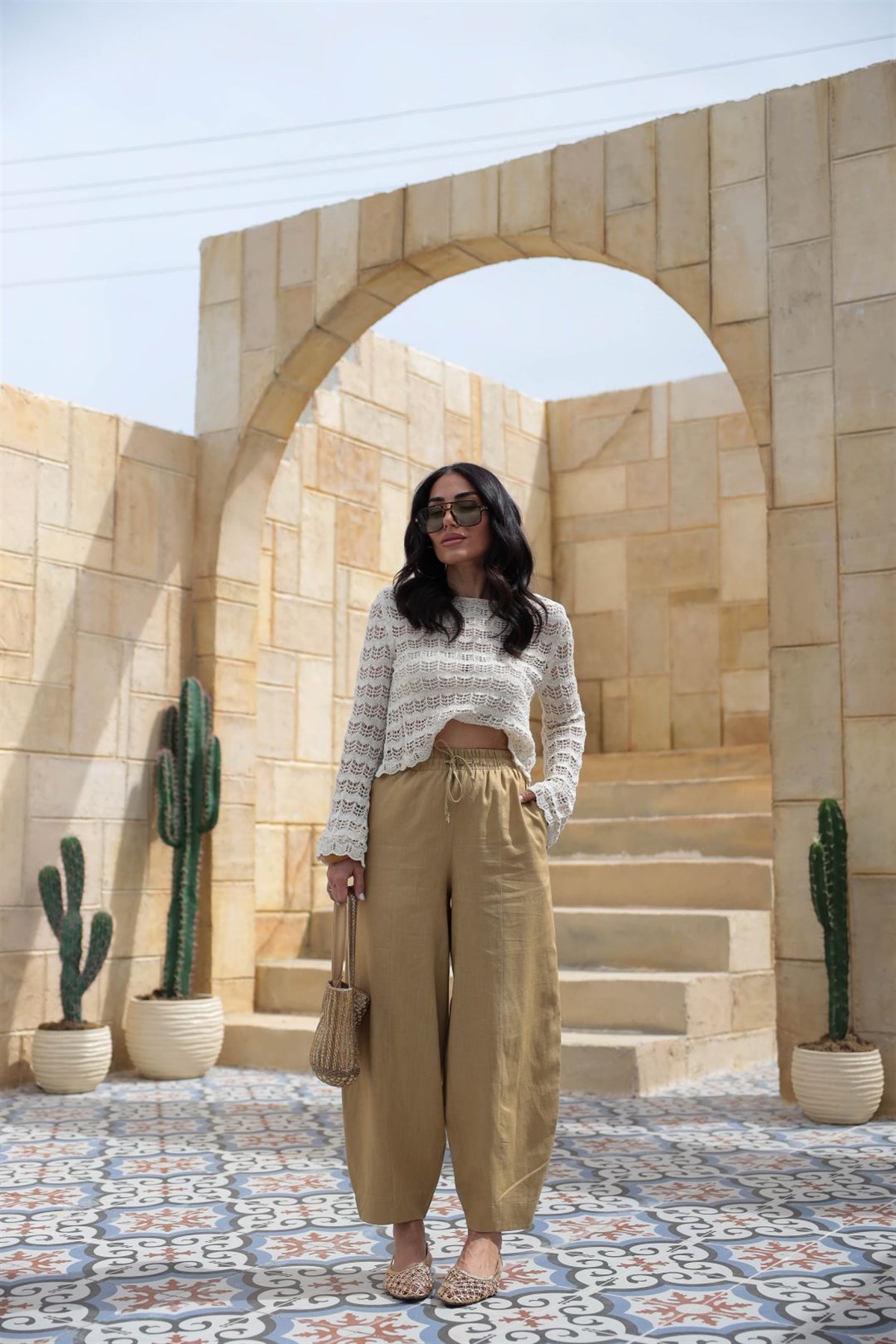 7571 Beli Lastikli Havuç Pantolon OLİVE