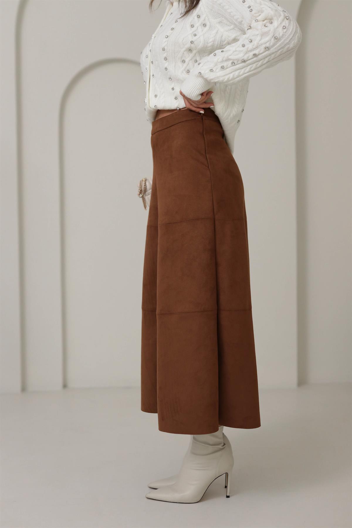 6559 Parçalı Nubuk Etek