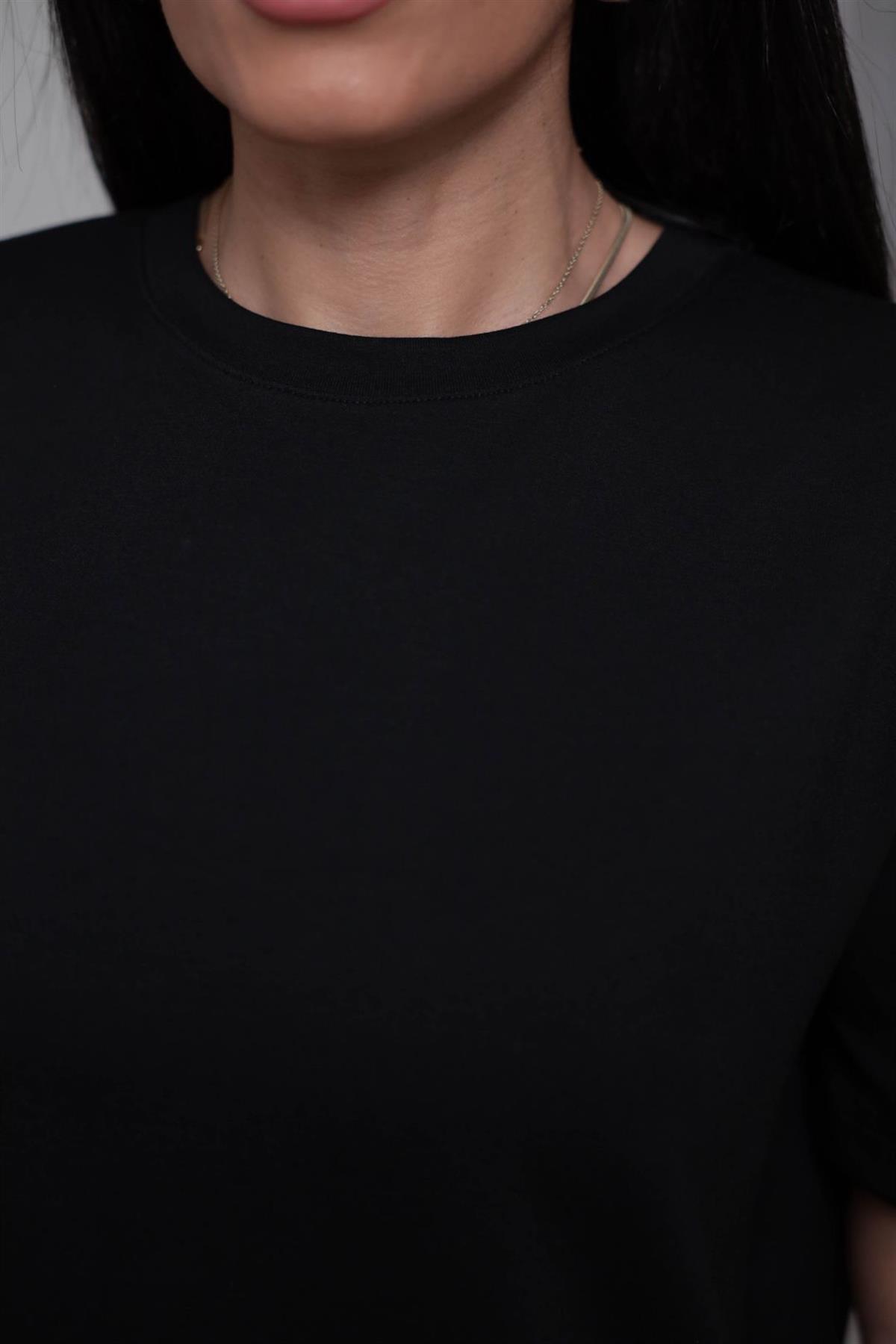 T906 Bisiklet Yaka Oversize Modal Tshirt SİYAH