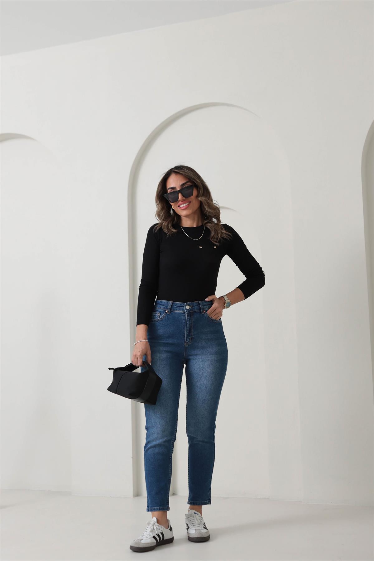 6497 Cebi Gold Detaylı Bluz SİYAH