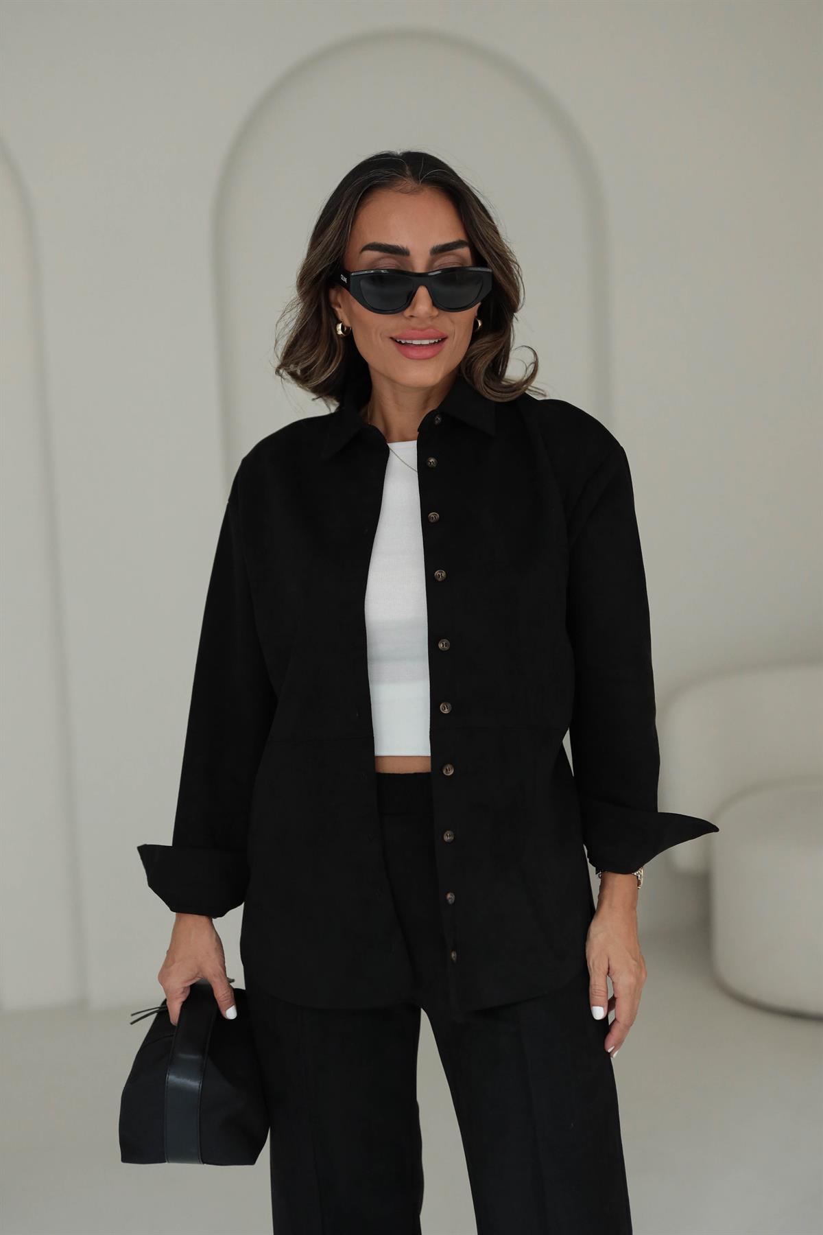 6557 Nubuk Gömlek SİYAH