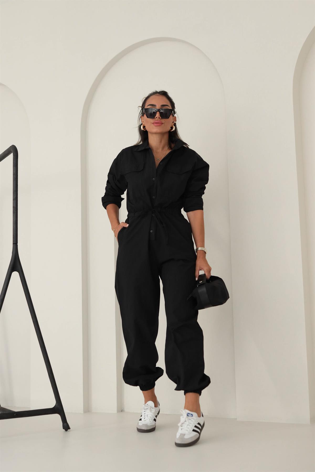 1348 Belden Büzgülü Rahat Tulum SİYAH