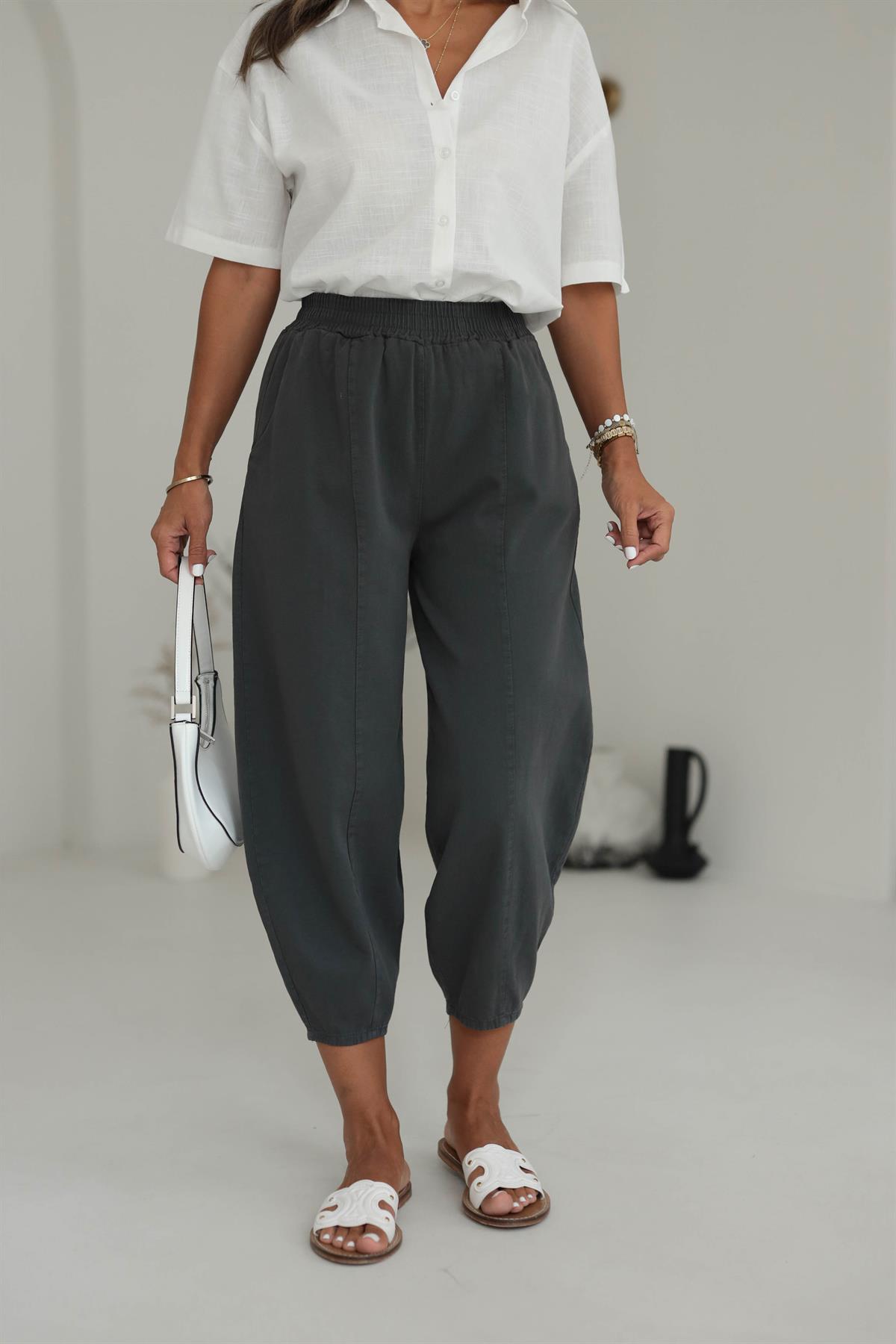 Bel Lastikli Rahat Kalıp Pantolon