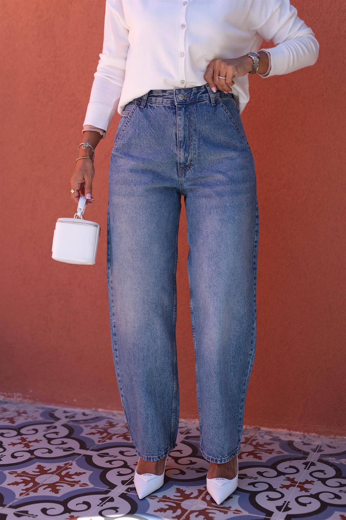 490 Yan Cep Detay Bol Paça Jean AÇIK MAVİ