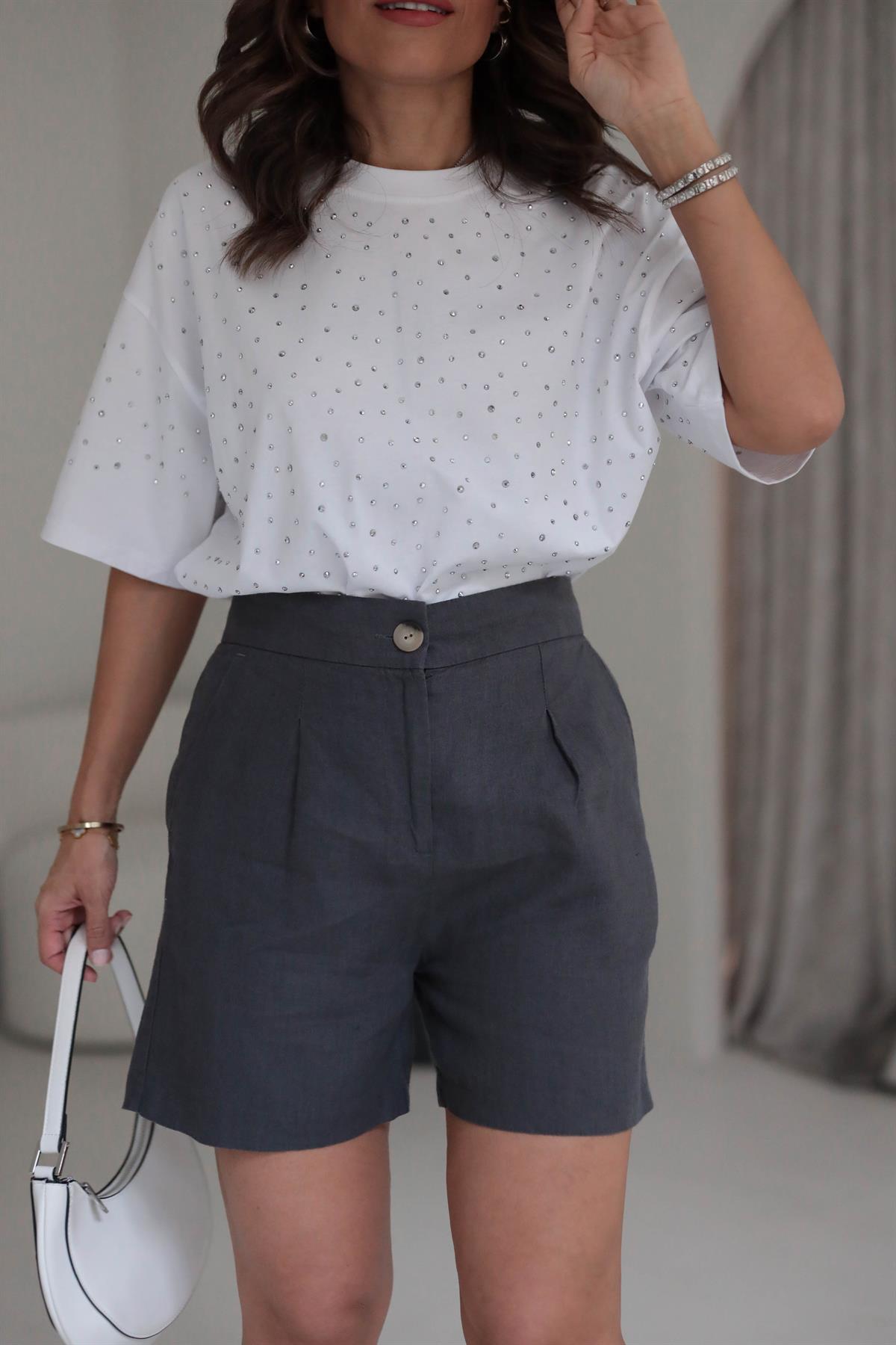 6211 Ham Keten Şort