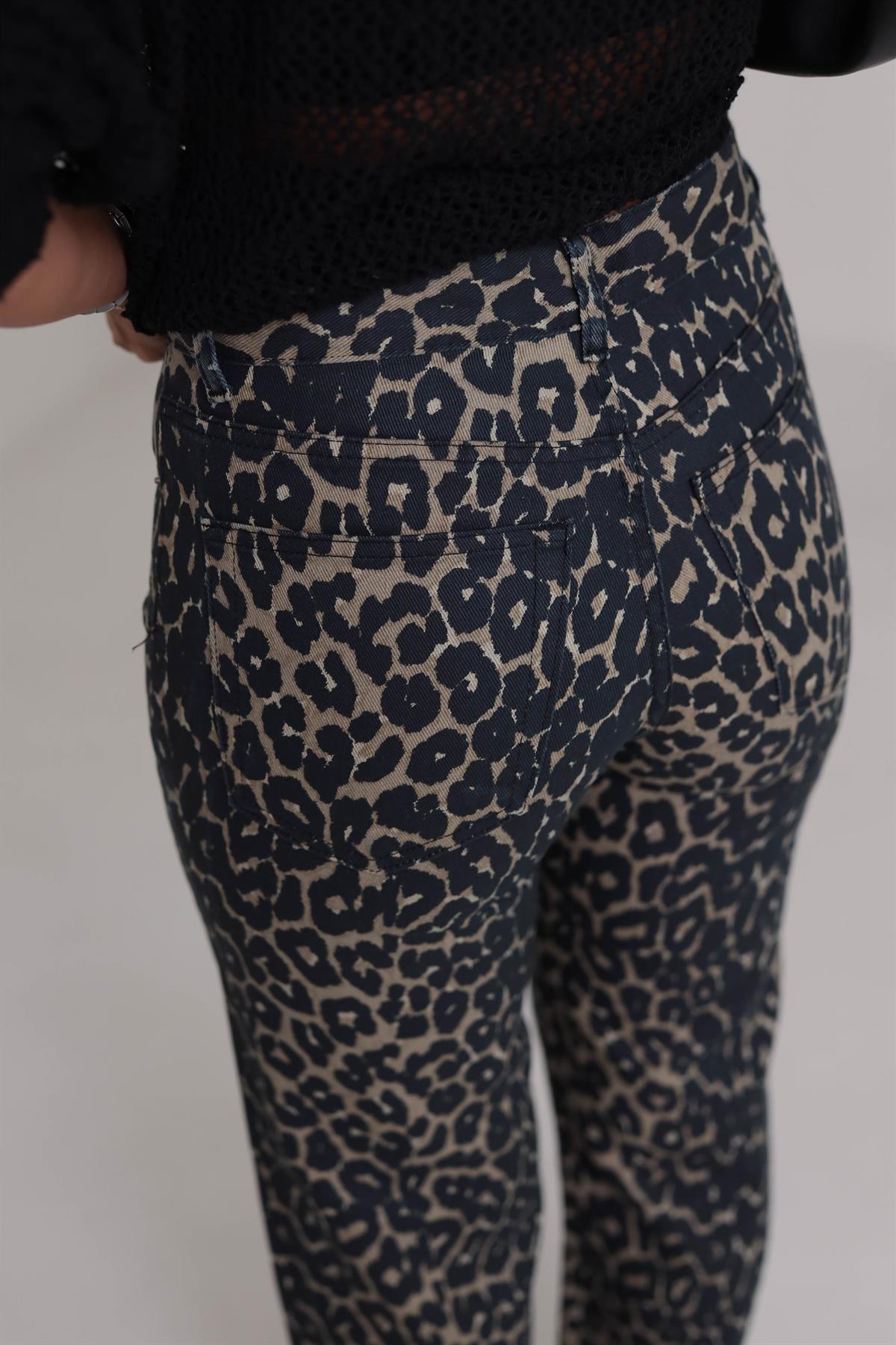 488 Yüksek Bel Wide Leg Jean LEOPAR