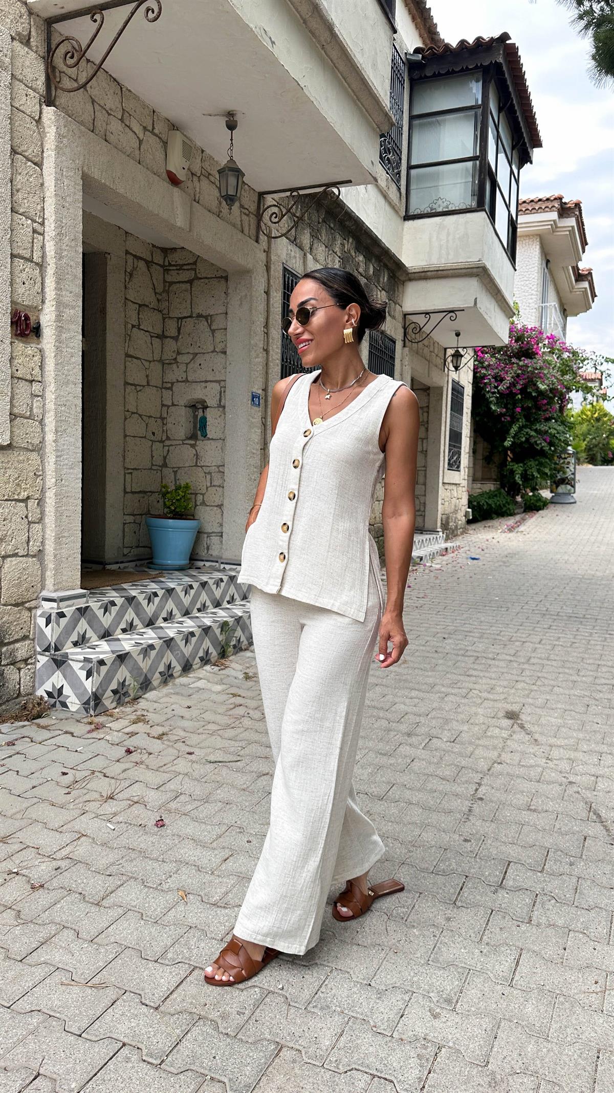 6307 Önü Bağcıklı Pantolon