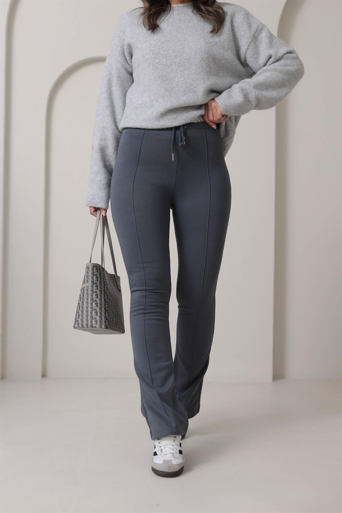 Za Ön Dikiş Detay İspanyol Paça Pantolon GRİ
