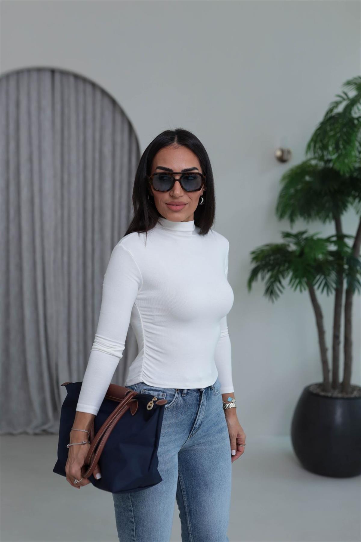 5048 Yandan Büzgülü Bluz EKRU