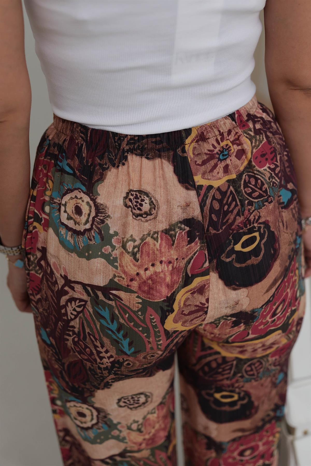 6320 Bel Lastikli Desenli Rahat Pantolon DESENLİ