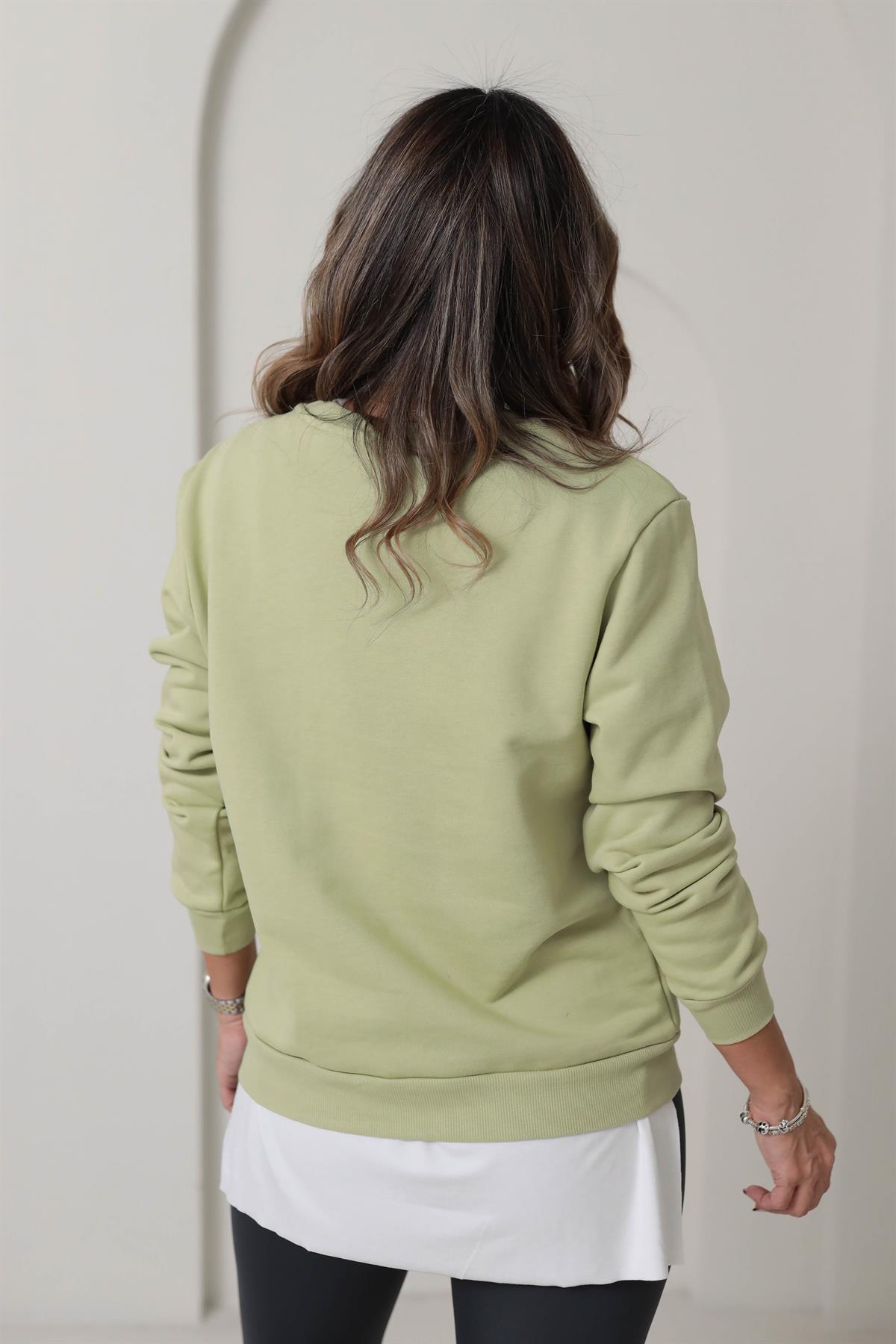 Oys Bisiklet Yaka Sweatshirt YAĞ YEŞİLİ