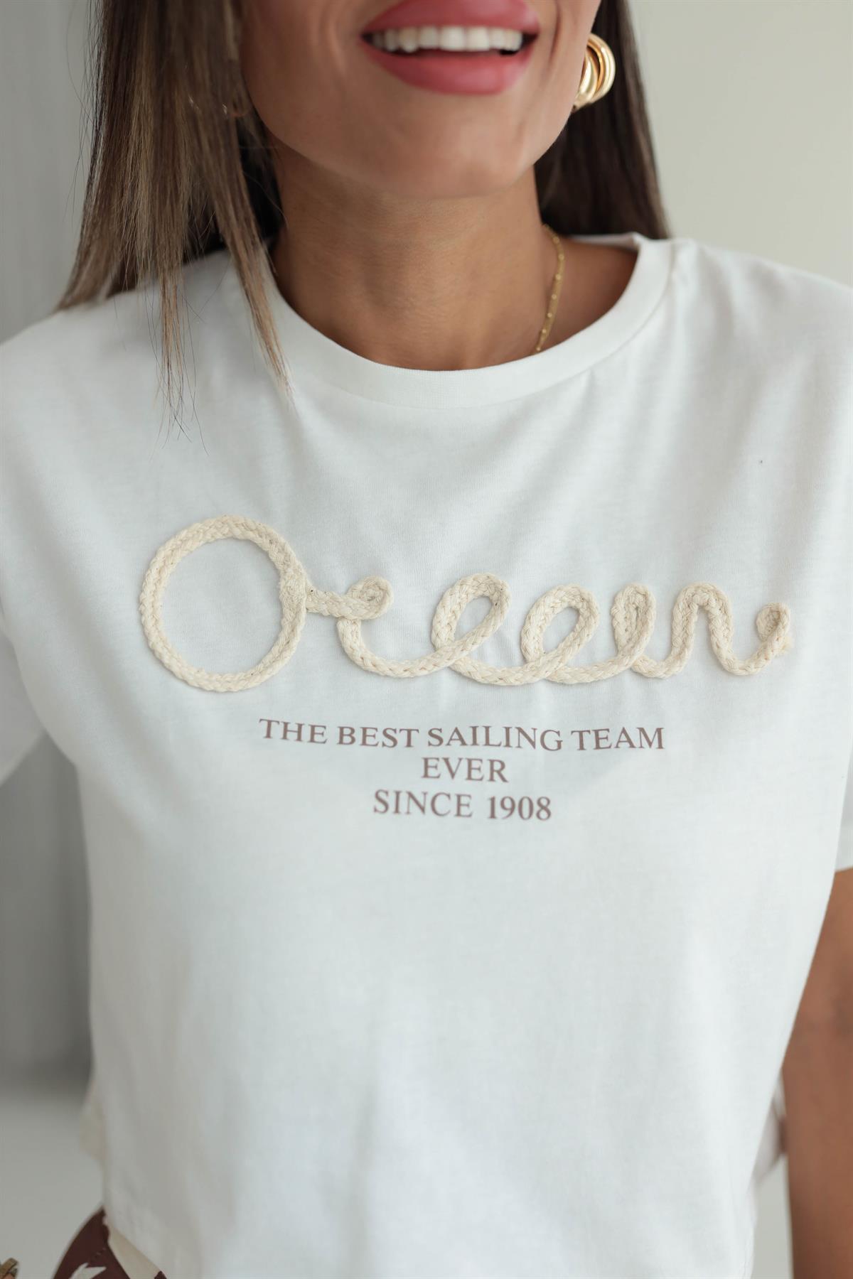 0238 Yazı Detaylı Tshirt