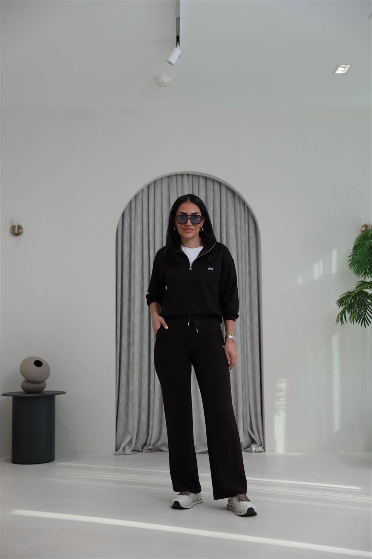 1029 Yarım Fermuarlı Gümüş Yazılı Modal Takım KAHVE