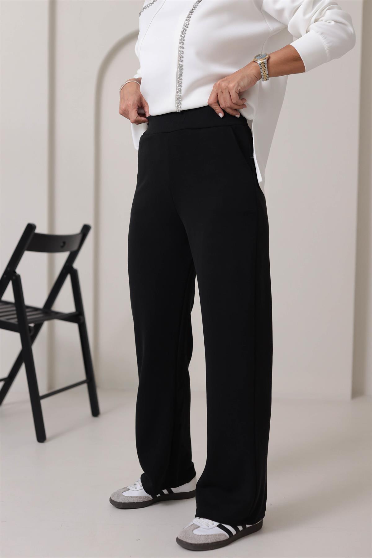 Modal Kumaş Palazzo Pantolon SİYAH