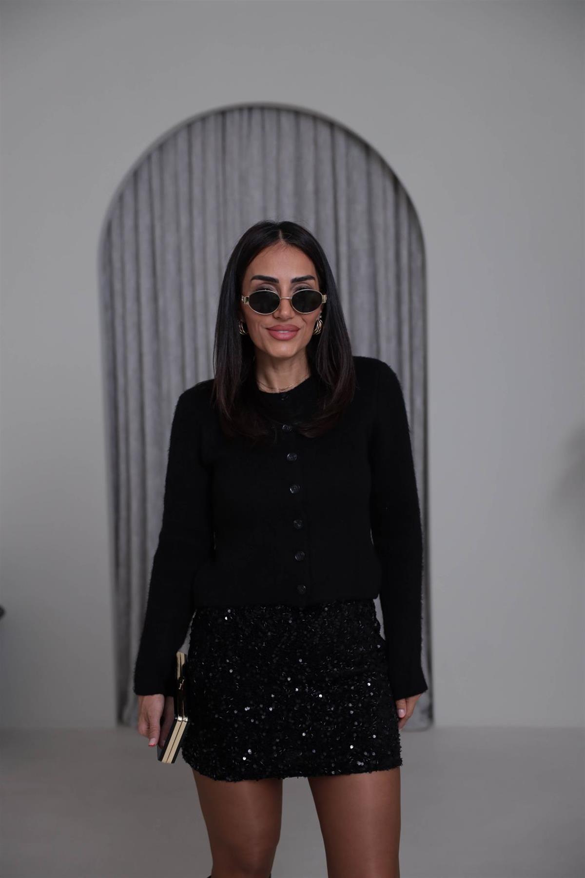 4083 Pul Payet Mini Etek SİYAH