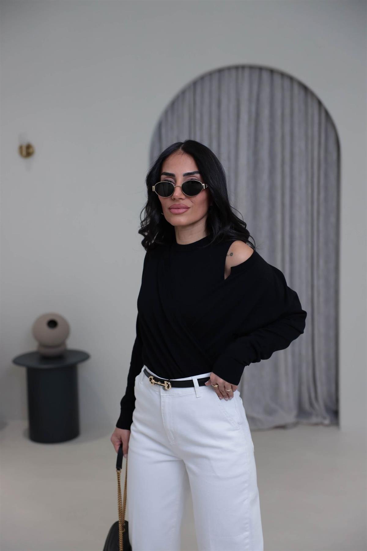 0163 Kruvaze Korsman İkili Takım Triko SİYAH