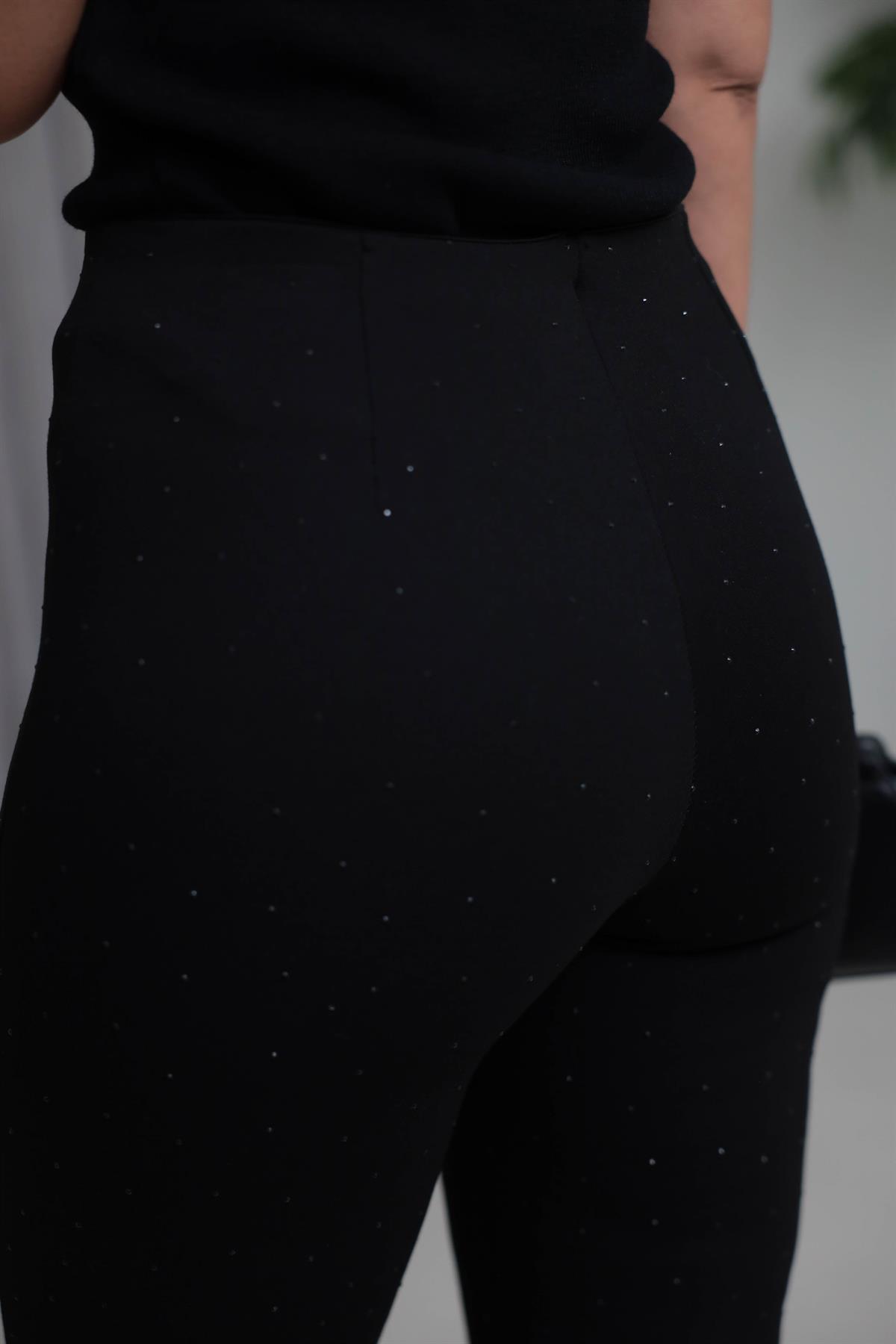 4234 Taşlı İspanyol Pantolon SİYAH