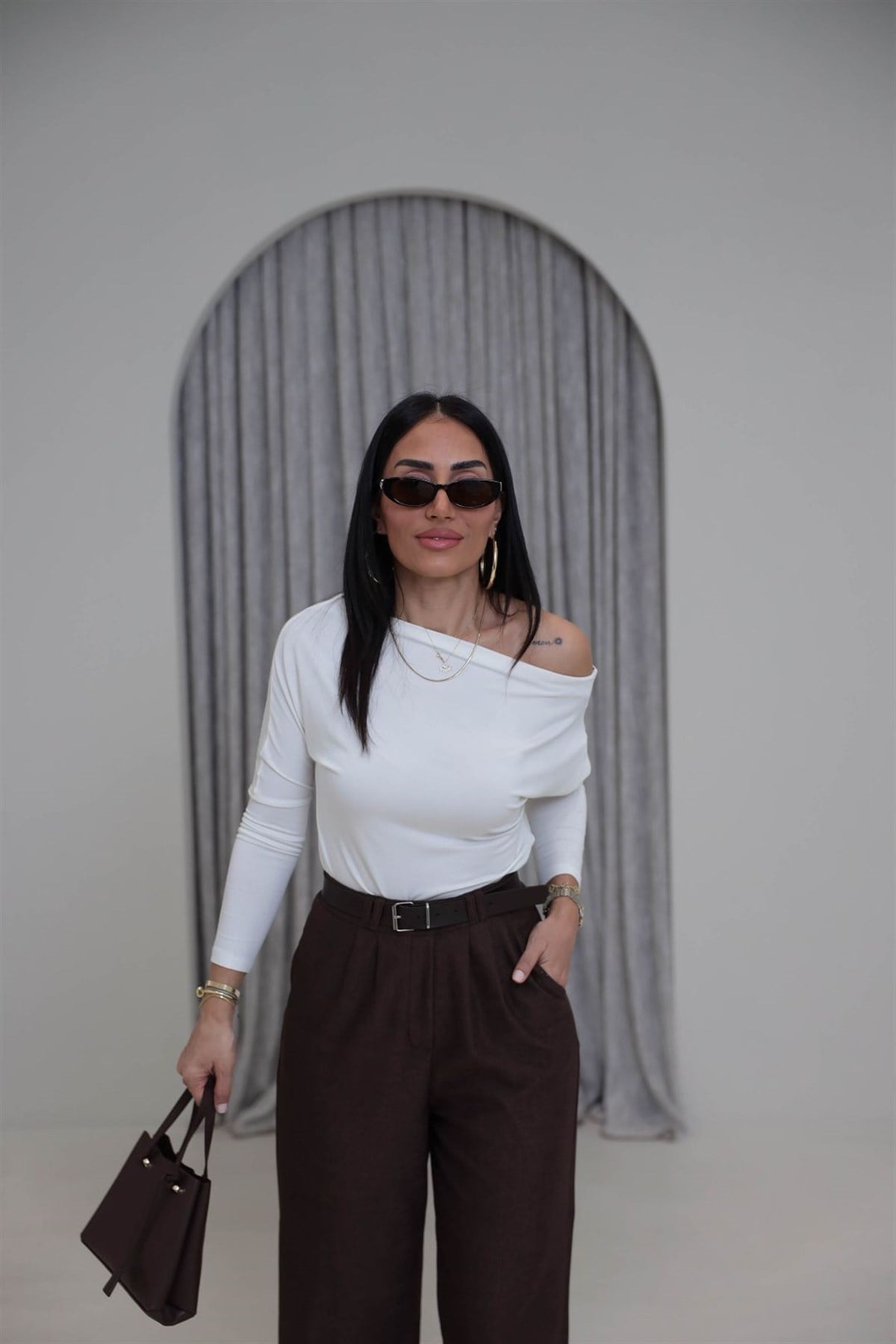 7221 Degaje Yaka Modal Bluz EKRU