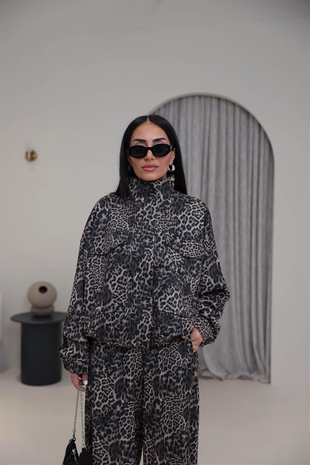 Cepli Fermuarlı Simli Tok Scuba Takım LEOPAR