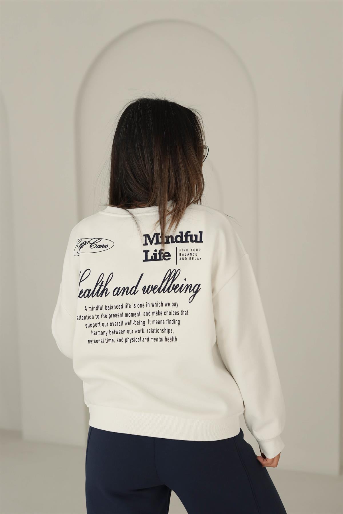 Yazı Detaylı Şardonlu Sweatshirt