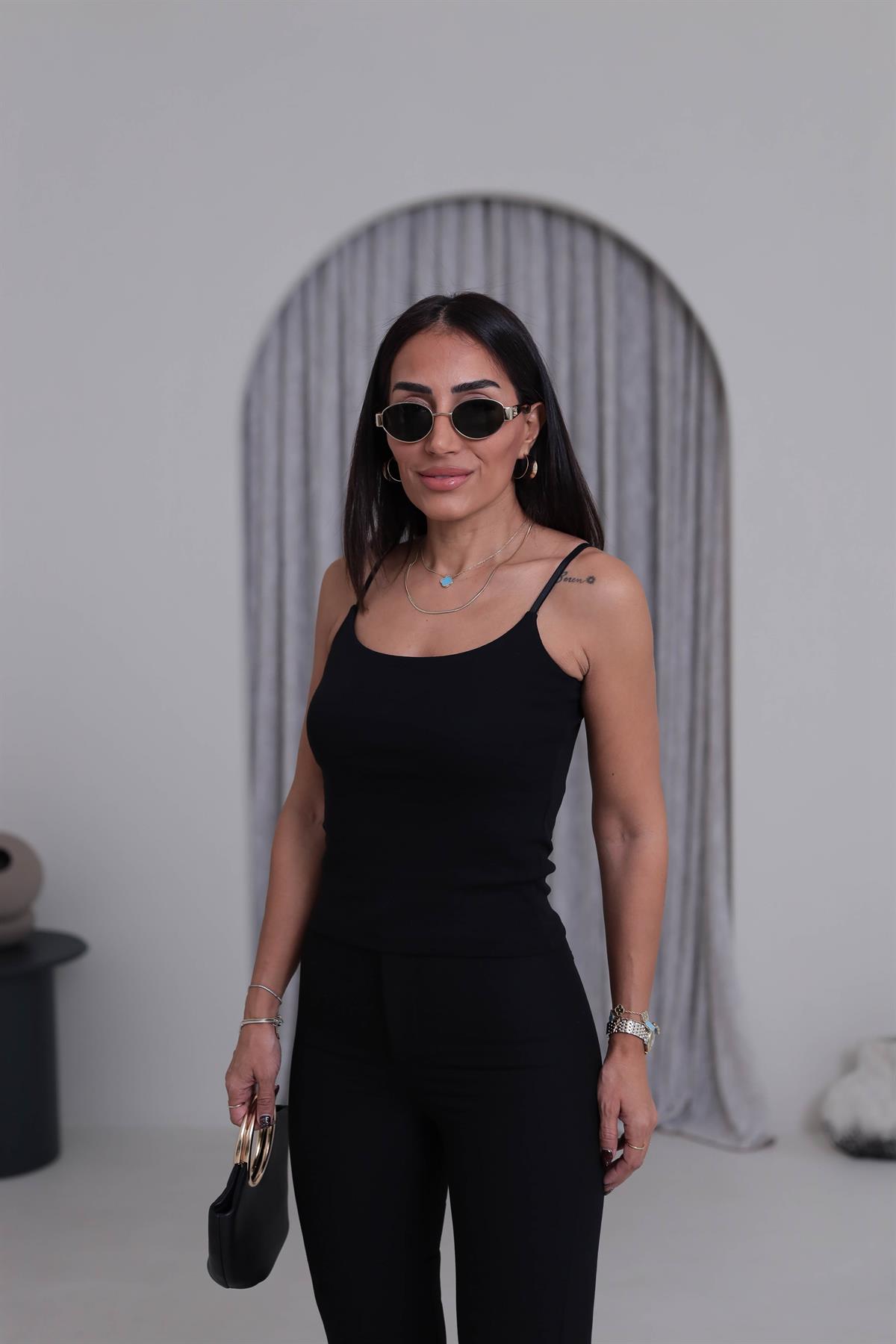 6128 Ayarlanabilir Askılı Pamuklu Atlet SİYAH