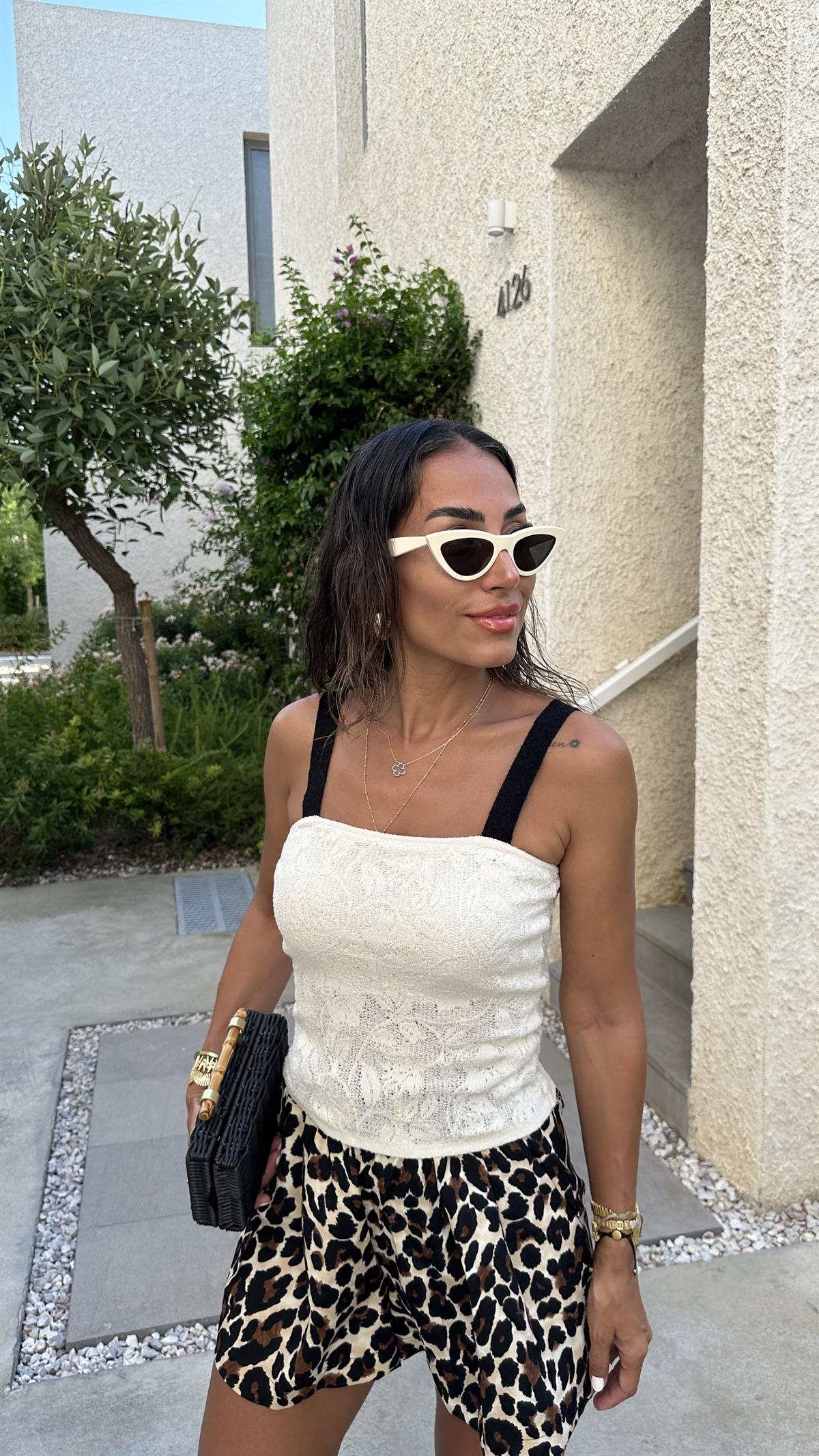 0574 Askılı Çiçek Ajurlu Astarlı Triko