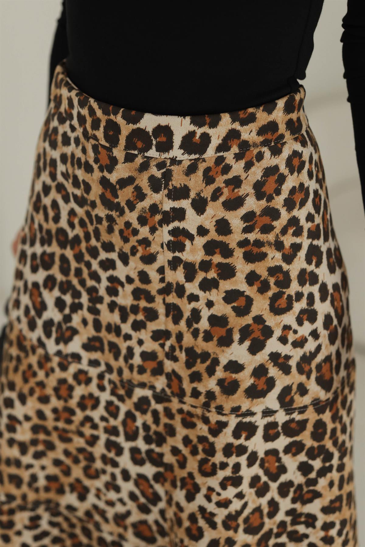 6609 Leopar Desen Nubuk Etek