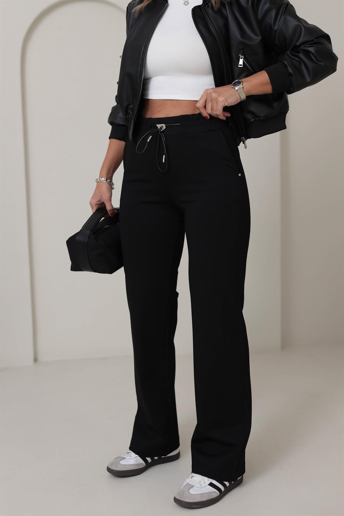 6336 Yüksek Bel Kemeri İp Detaylı Pantolon