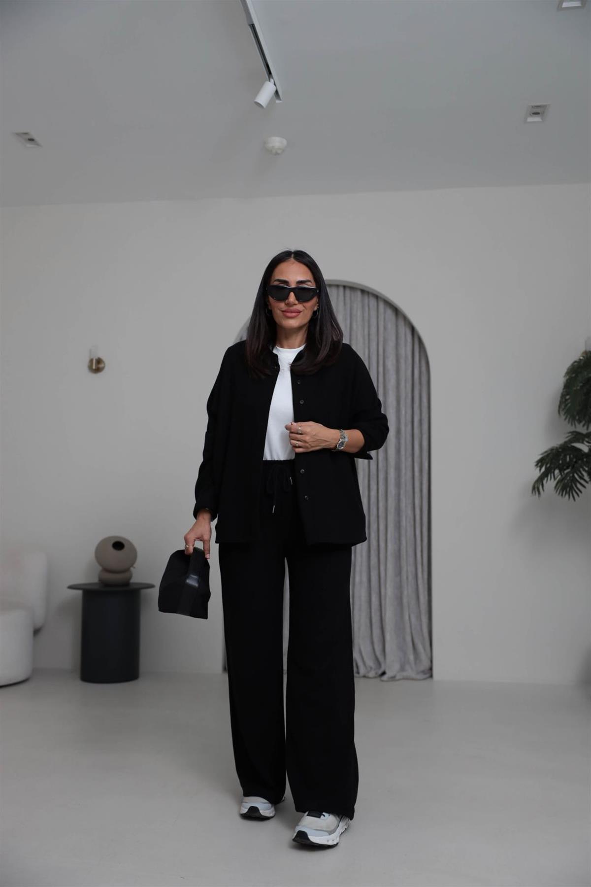 2241 Selanik Kumaş Gömlekli Takım SİYAH