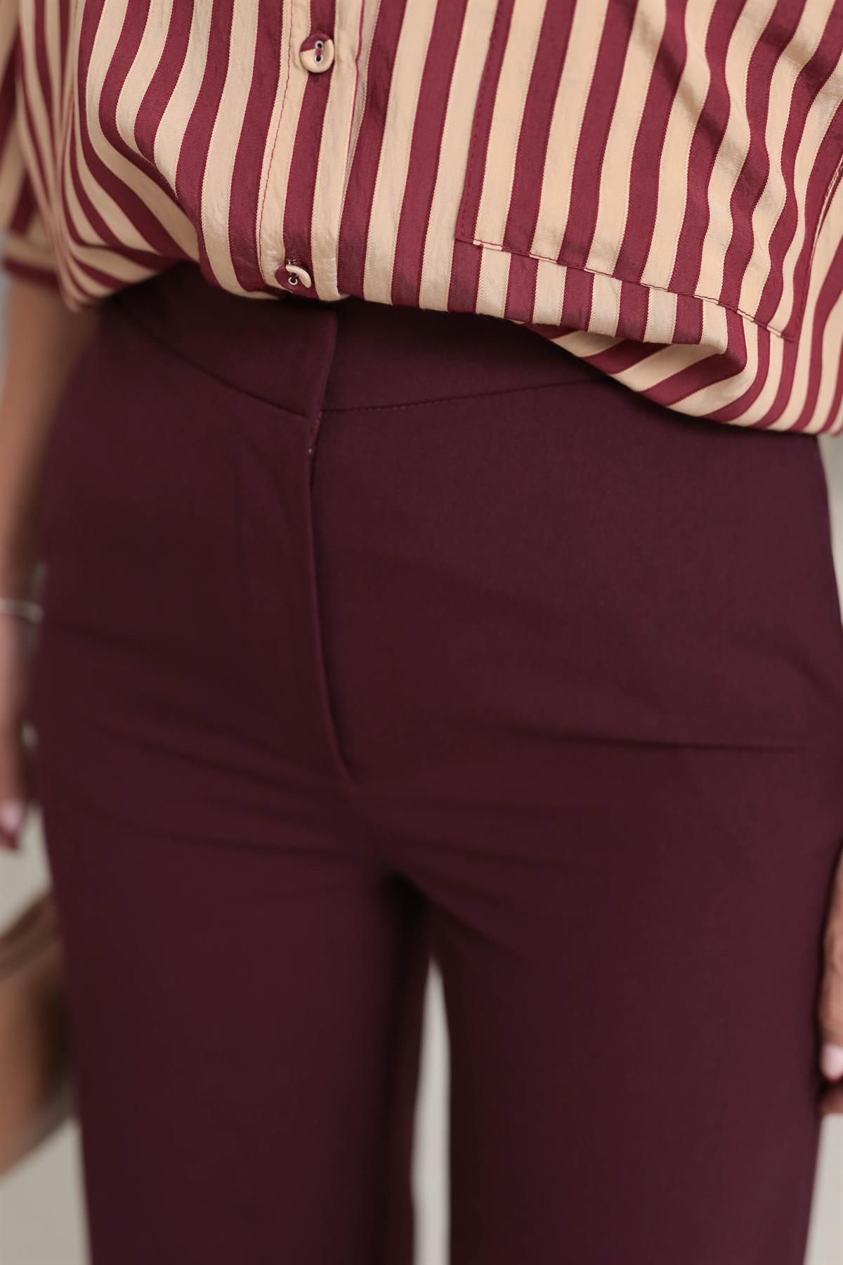 8010K Palazzo Kumaş Pantolon BORDO