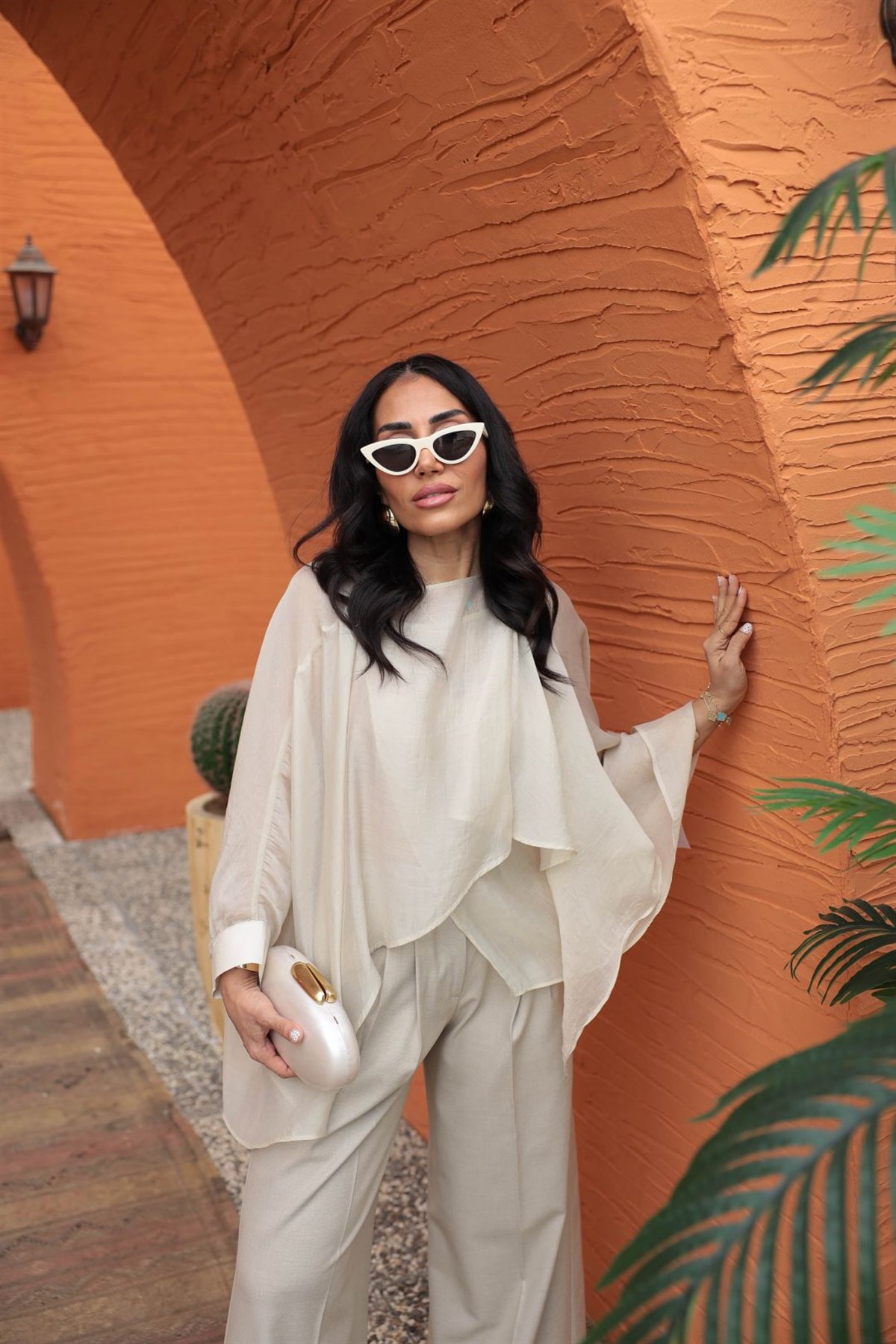 5026 Uçuşan Pelerin Bluz TAŞ