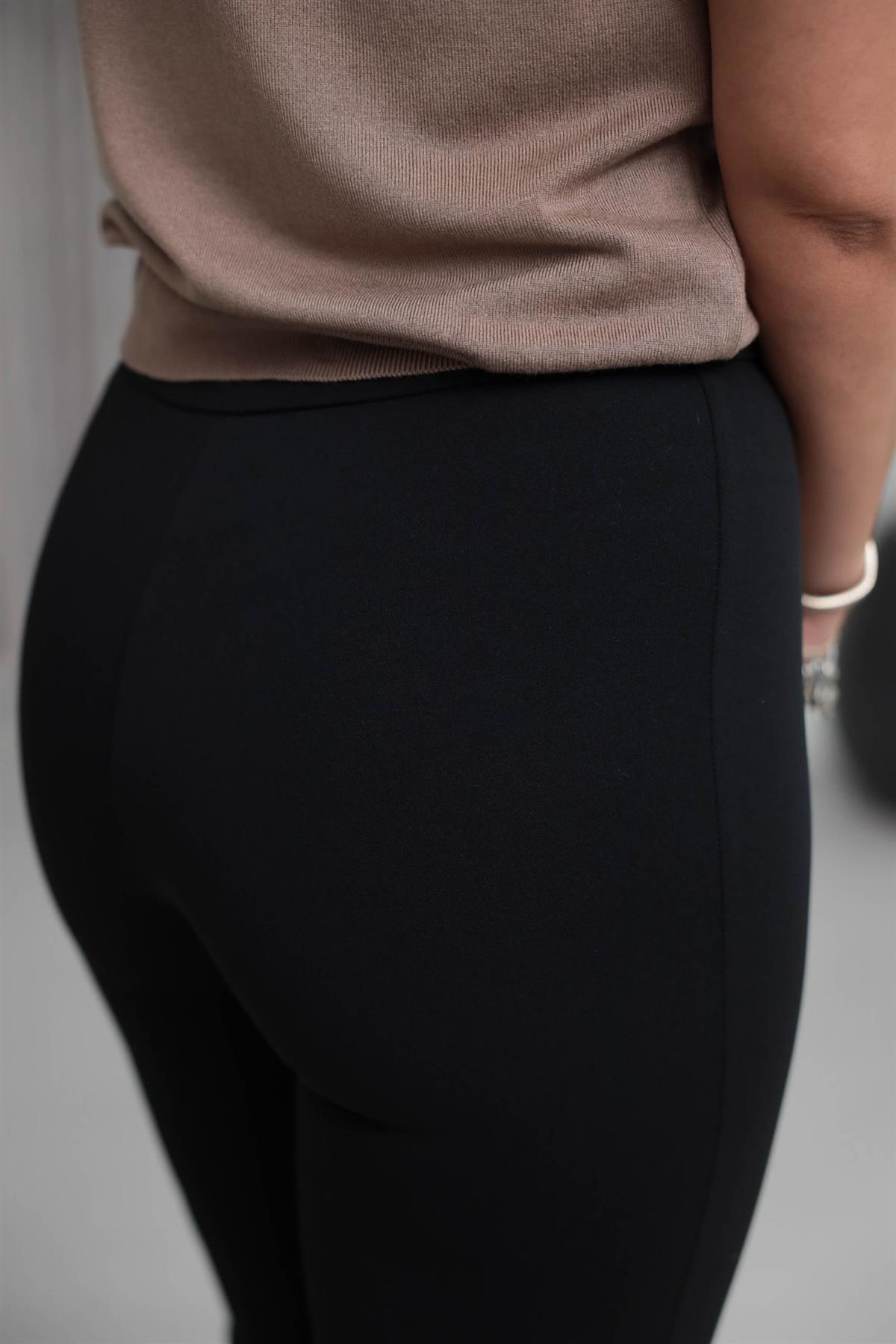 4083 Gold Düğmeli Likralı Toparlayıcı İspanyol Pantolon SİYAH