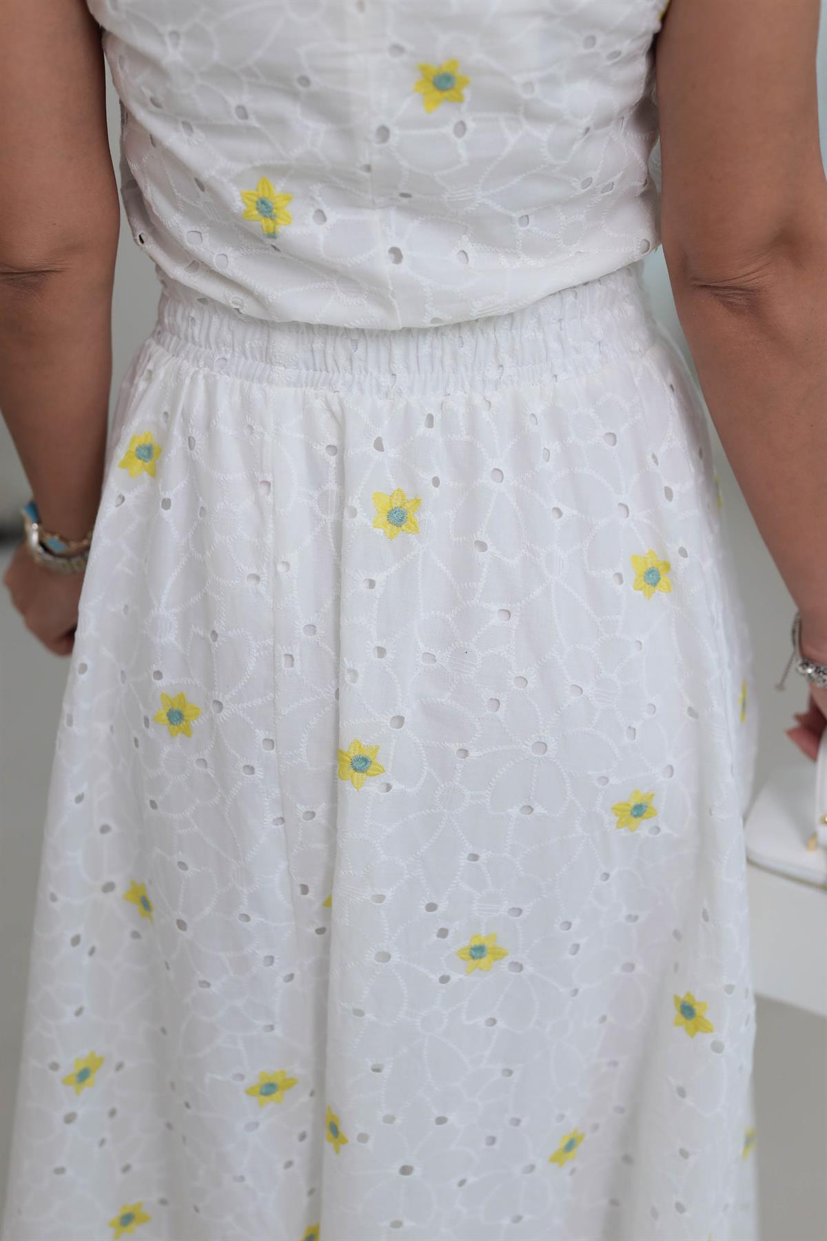 2884 Beli Lastikli Fisto Etek ÇİÇEKLİ