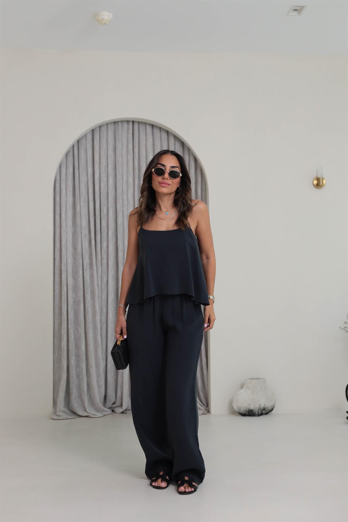 0455 İp Askılı Tencel Kumaş Takım ANTRASİT