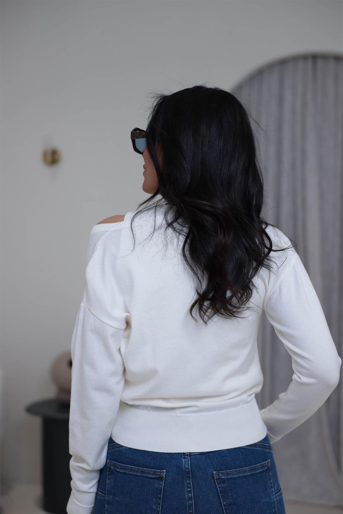 0163 Kruvaze Korsman İkili Takım Triko EKRU