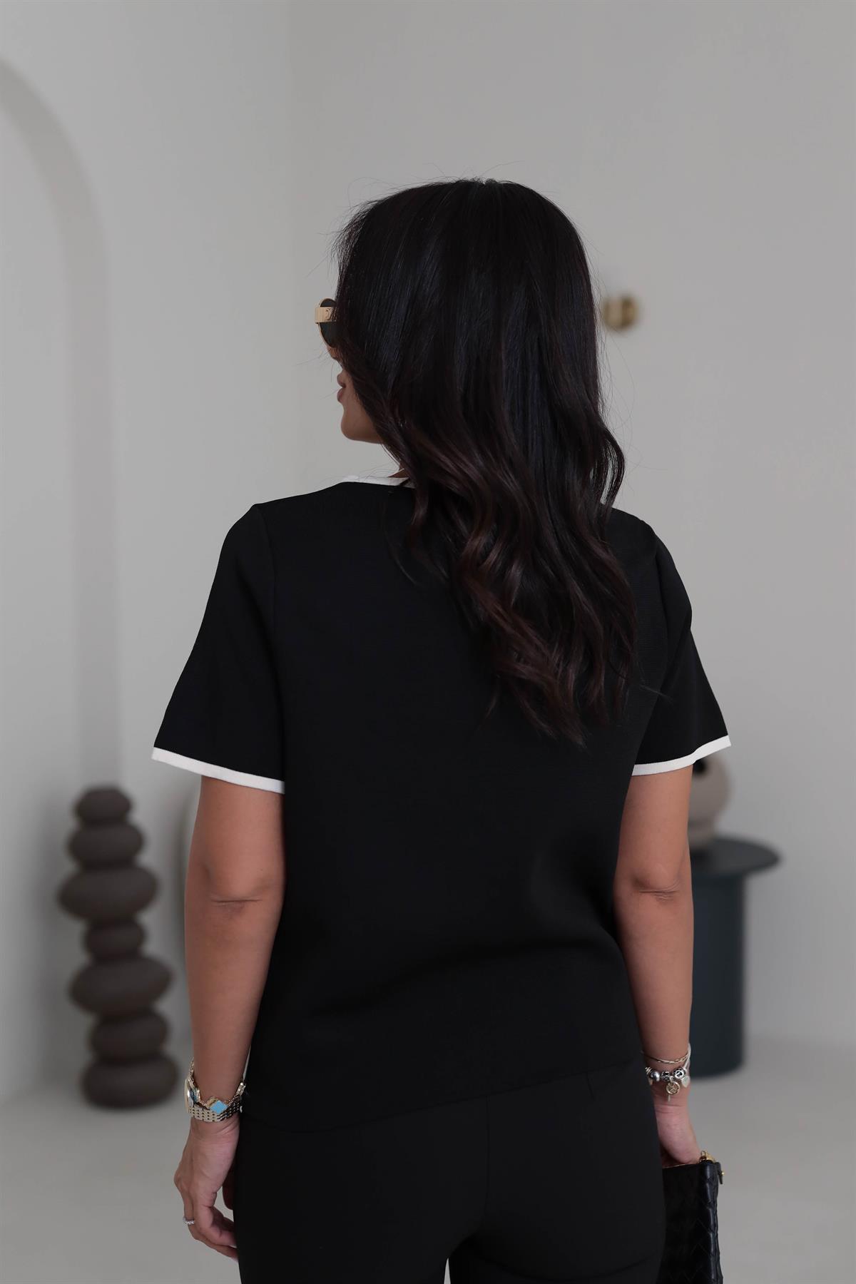 Biyeli Cep Detaylı Triko Hırka Ceket SİYAH