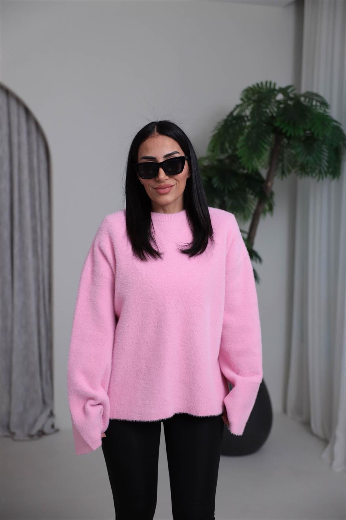 5256 Bisiklet Yaka Angora Triko PEMBE