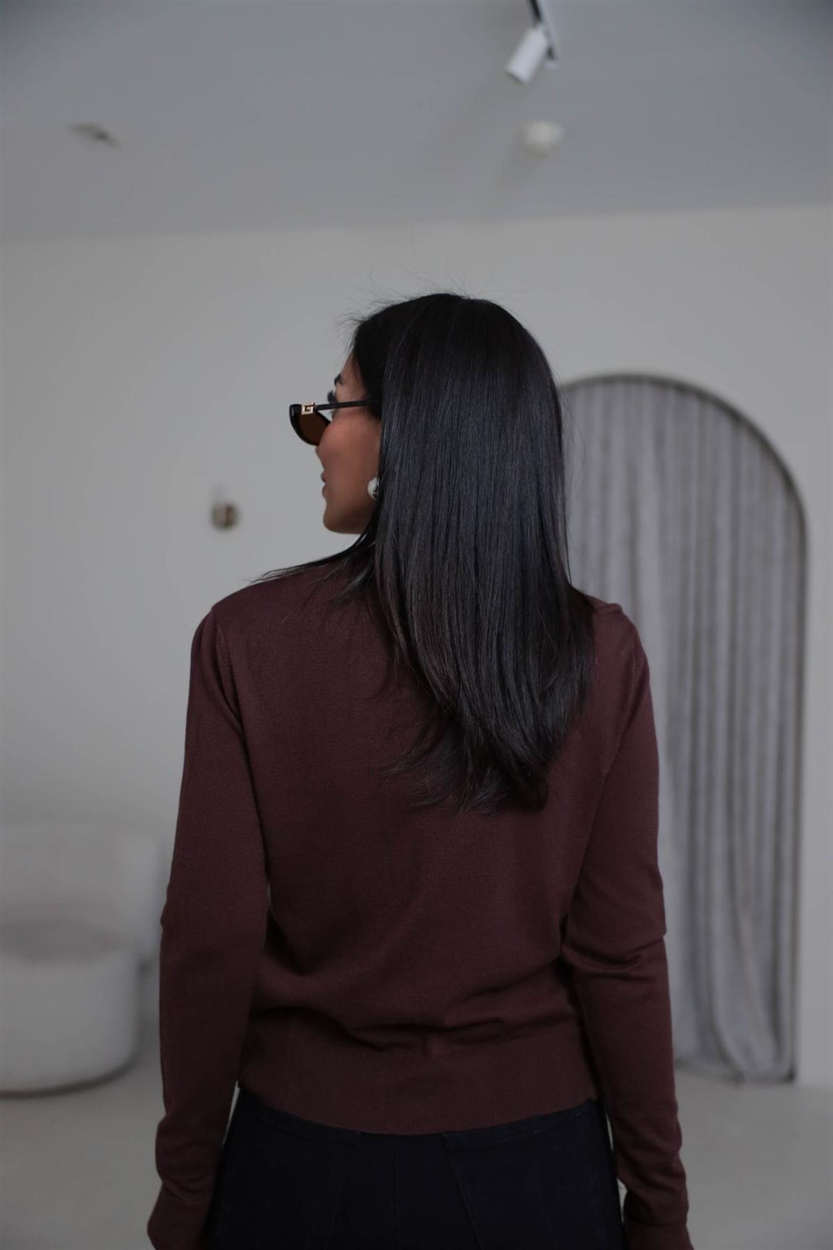 2016 Bisiklet Yaka Yumuşak Massi Hırka KAHVE