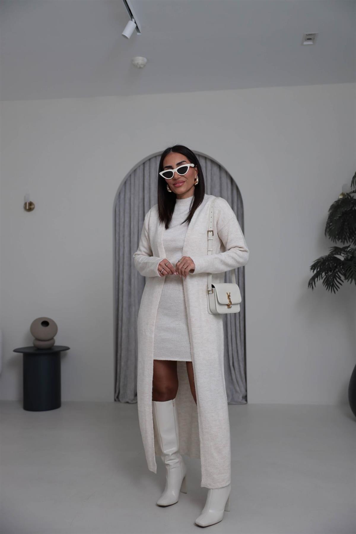 5245 Bluz Etek Hırkalı Takım KREM