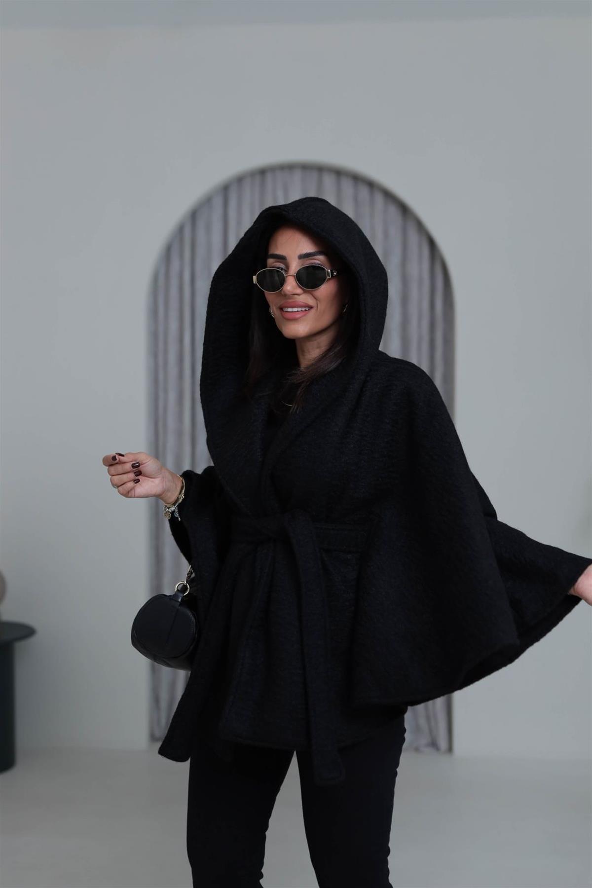 0588 Kaşe Panço Kaban SİYAH