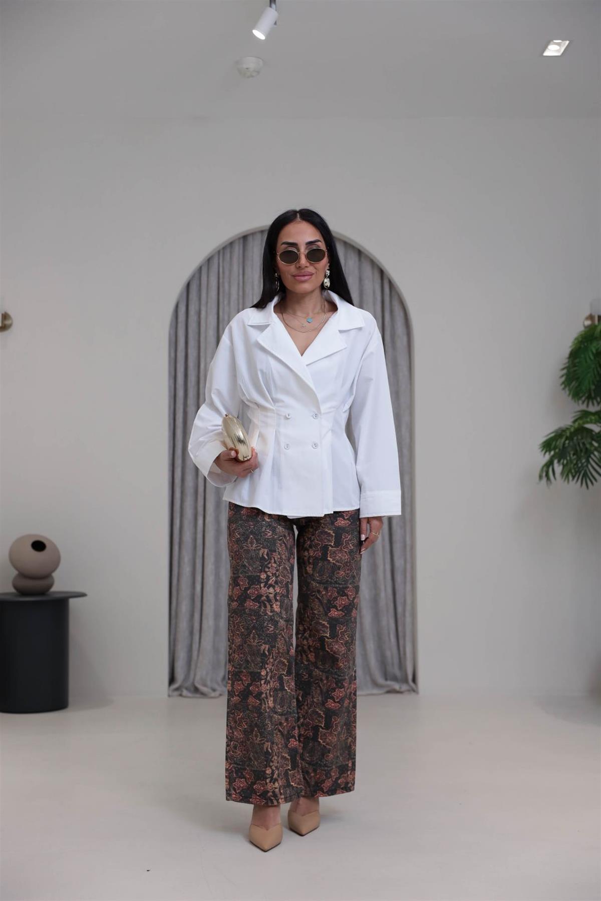 0915 Desenli Yüksek Bel Kot Pantolon DESENLİ