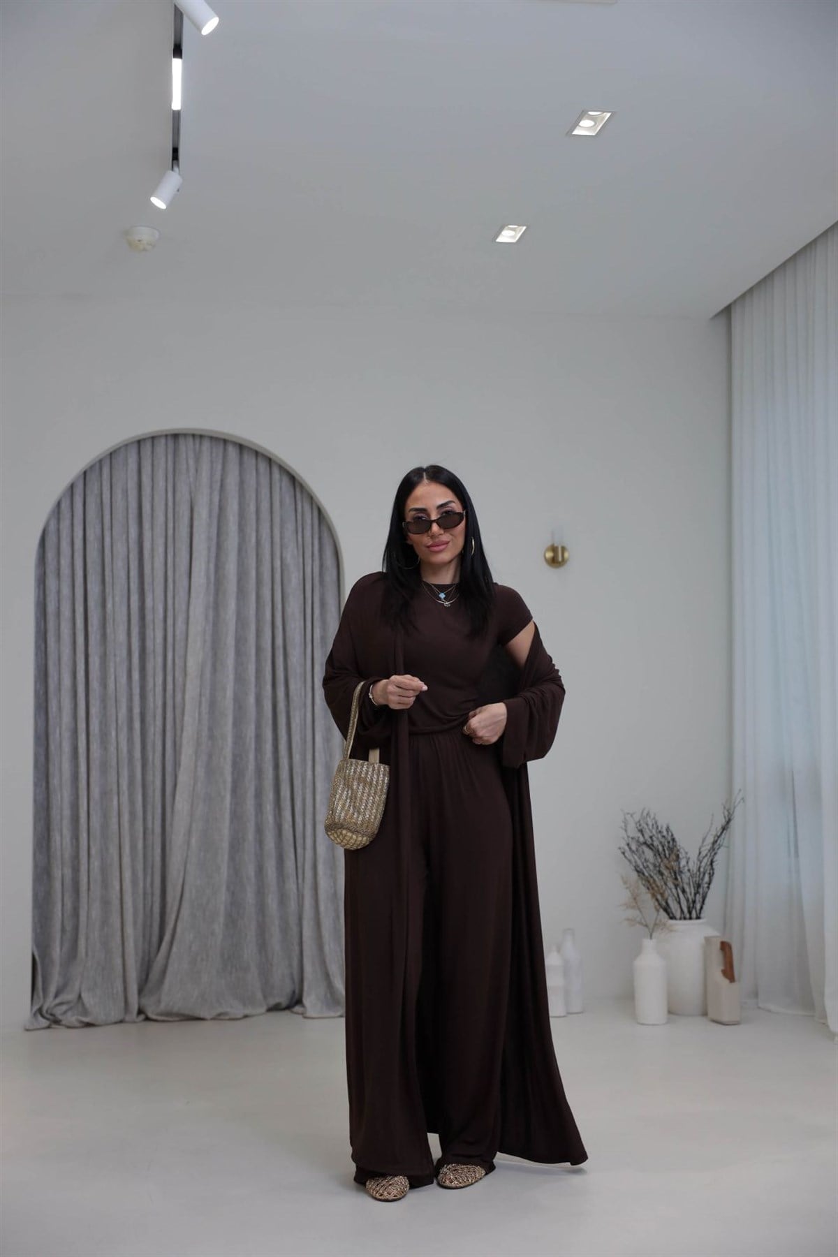 0518 Üçlü Kaşmir Takım KAHVE